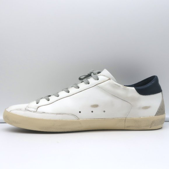 GOLDEN GOOSE SUPERSTAR SNEAKERS WHITE/NAVY LEATHER & GRAY SUEDE SIZE 46 NEW - Picture 8 of 11